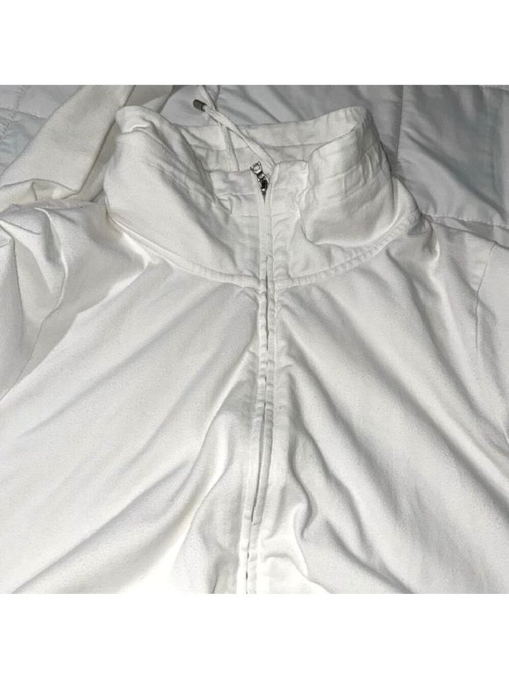 Womens White Zip-Up Jacket Croft & Barrow XL Cotton Blend Lightweight Hoodie - Picture 3 of 8